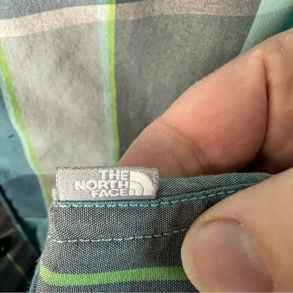 The North Face mens homes green & blue plaid button‎ down shirt gorpcore outdoor